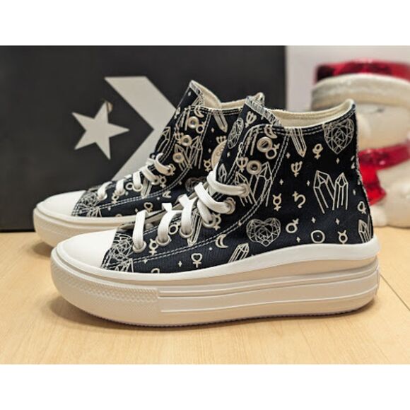 Converse CTAS Move Platform Mystic Crystals Black High Top Sneakers W8 NIB - Picture 3 of 14